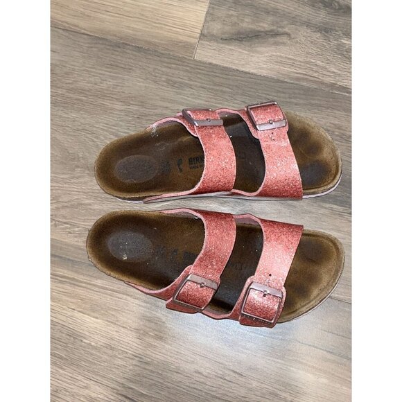 Birkenstock Pink Glitter Arizona Sandals Girl Size 34 SIze 2 - Picture 3 of 8